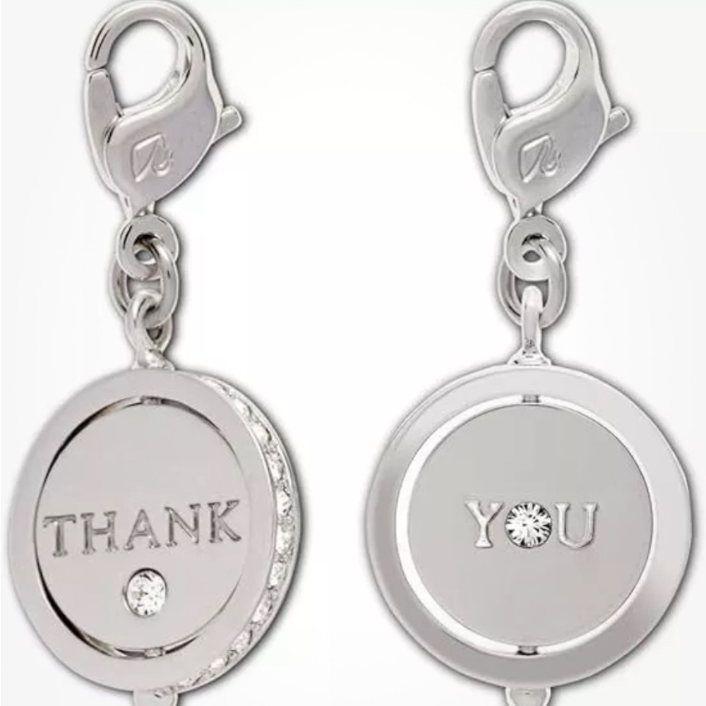 Swarovski Clear Crystal Jewelry Thank You Charm Rhodium 1128419 w/Box-NEW